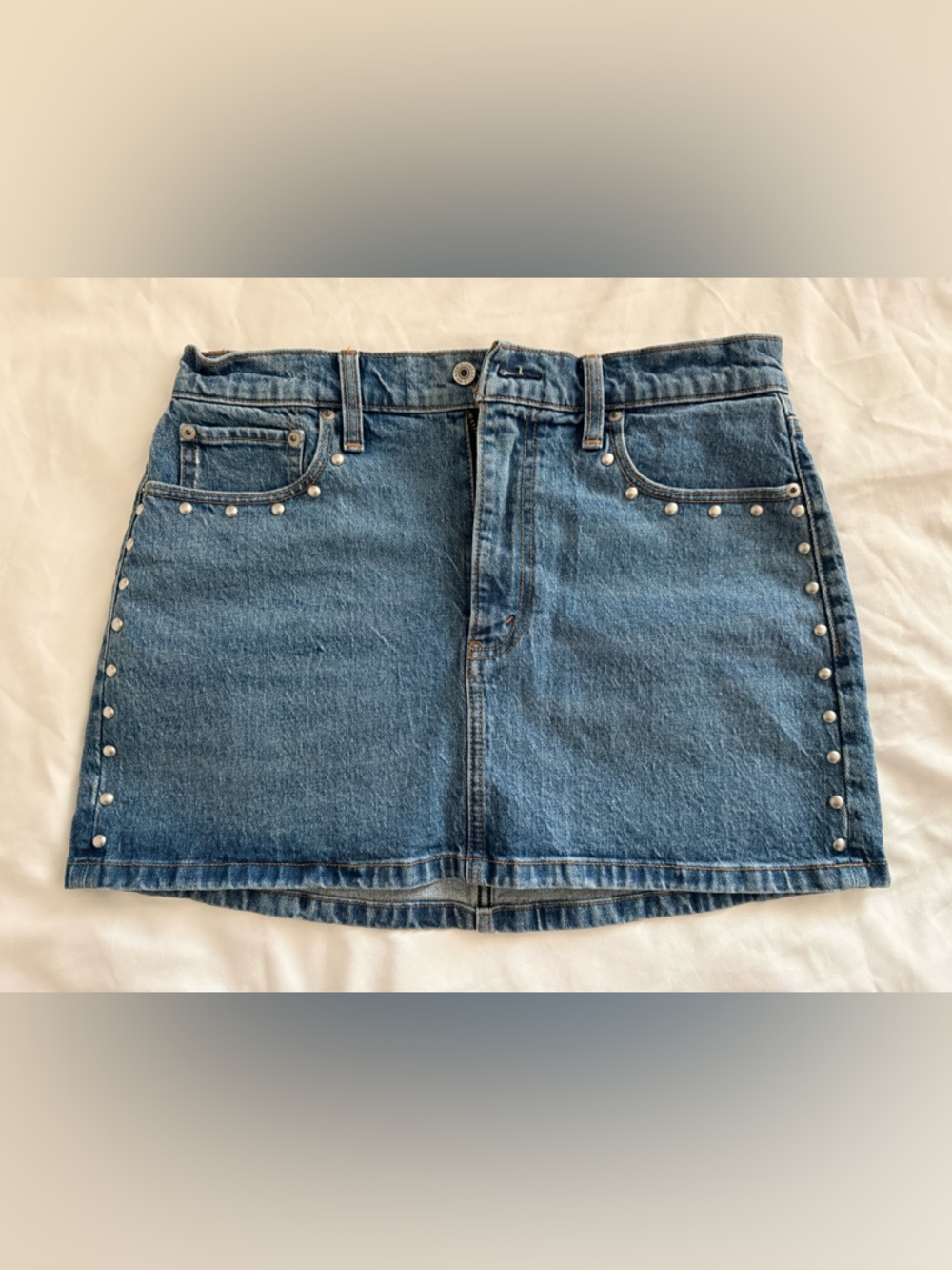 Abercrombie & Fitch Blue Denim Mini Skirt with Studs